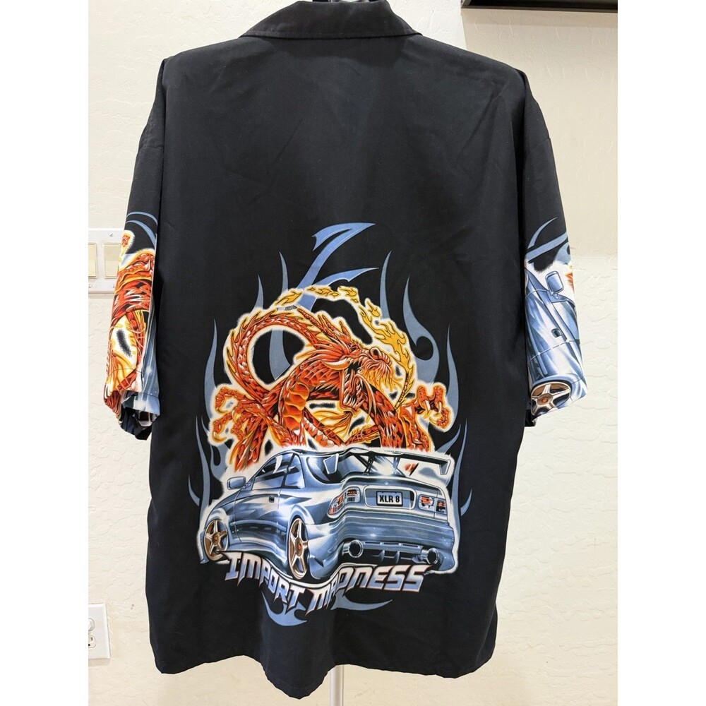 Oscar Misa 4XL Import Madness Dragon Tuner Car Shirt Y2K Button Up Graphic
